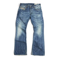2000s diesel zathan distressed medium wash bootcut button fly 008IN blue jeans