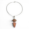 vintage 925 sterling silver jasper quartz torque collar choker + statement pendant set