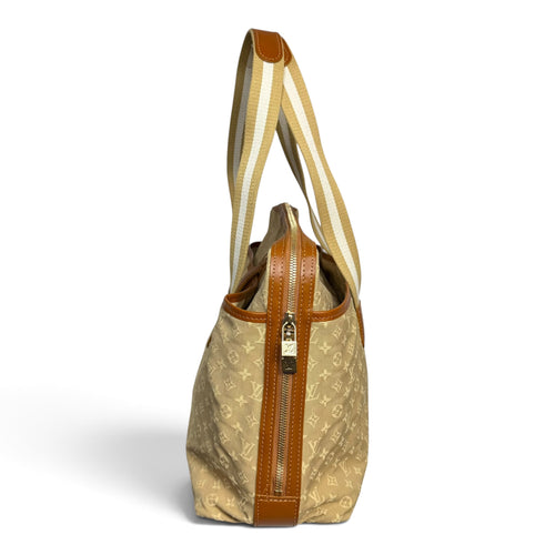 2005 louis vuitton monogram mini lin mary kate beige canvas leather tote bag TH0035