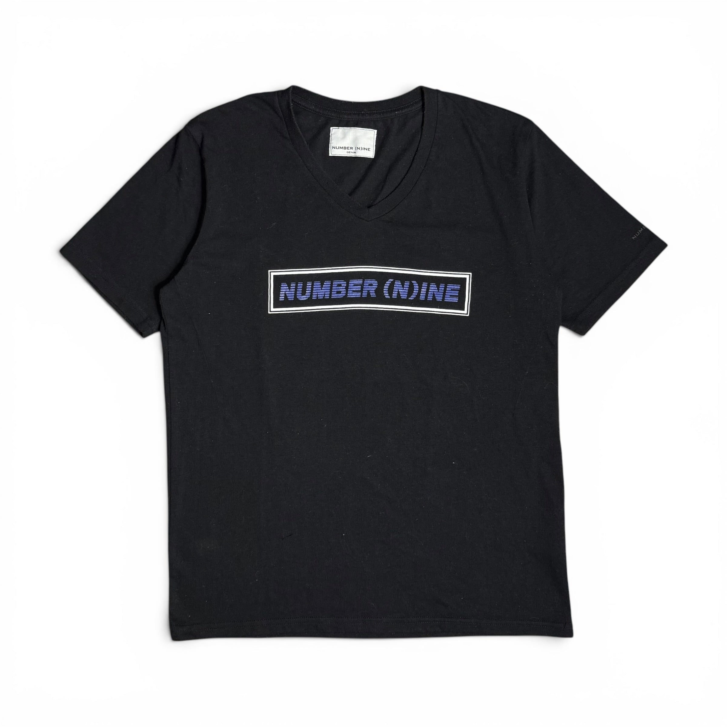 2010s number nine denim black v neck box logo spellout graphic tee