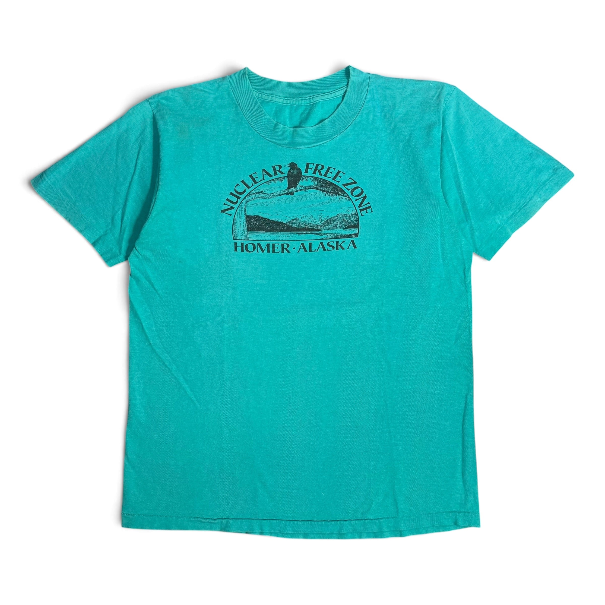 vintage 80s nuclear free zone homer alaska graphic tee