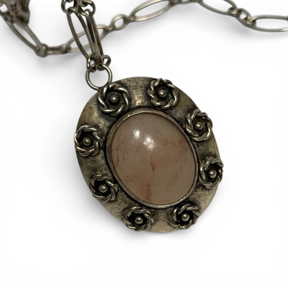 vintage orno poland sterling silver brutalist necklace