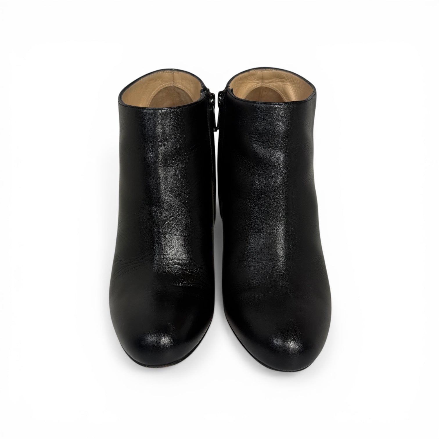 christian louboutin belle 85mm black calf leather booties with box