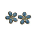 vintage sterling silver mexico plumeria larimar large stud earrings