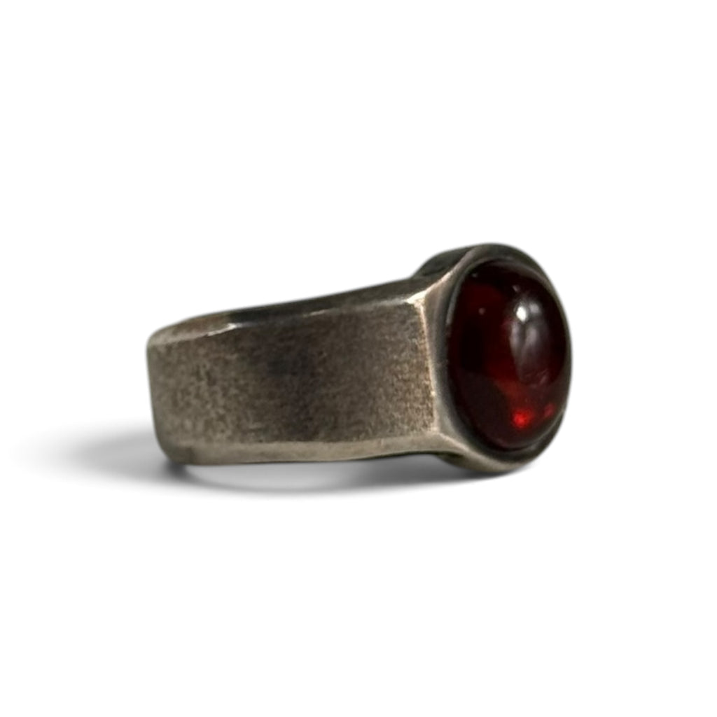 vintage polish przasnyski sterling silver deep red garnet modernist ring