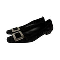 roger vivier paris belle black suede buckle pumps