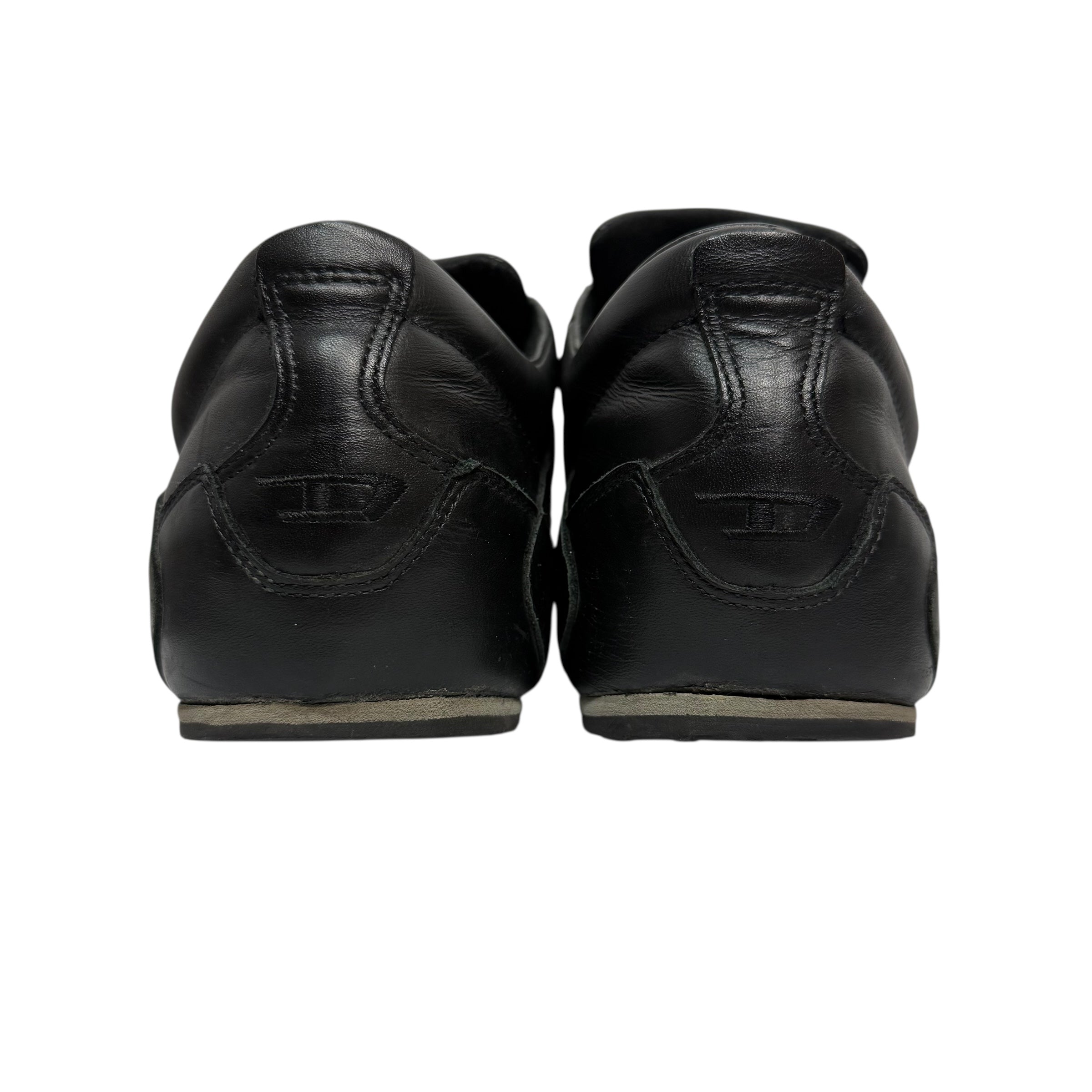 vintage diesel saville black leather square toe sneakers