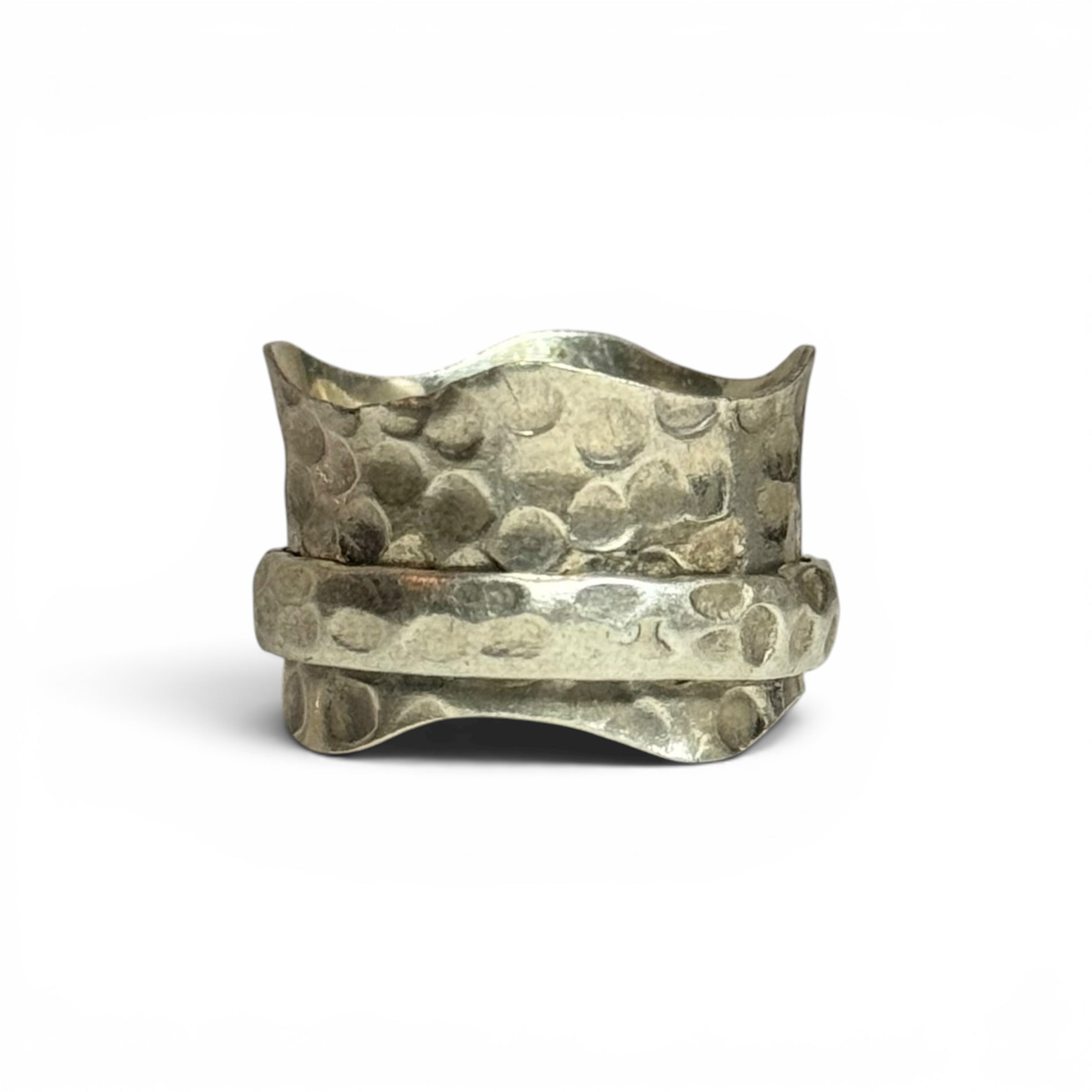 vintage 925 sterling silver hammered spinner ring