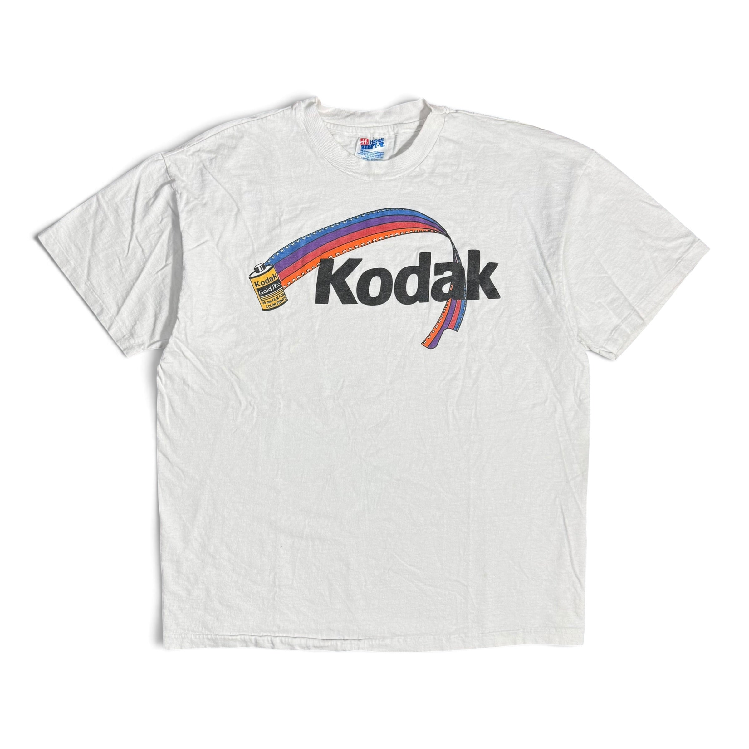 vintage 90s kodak gold plus 35mm film rainbow graphic tee