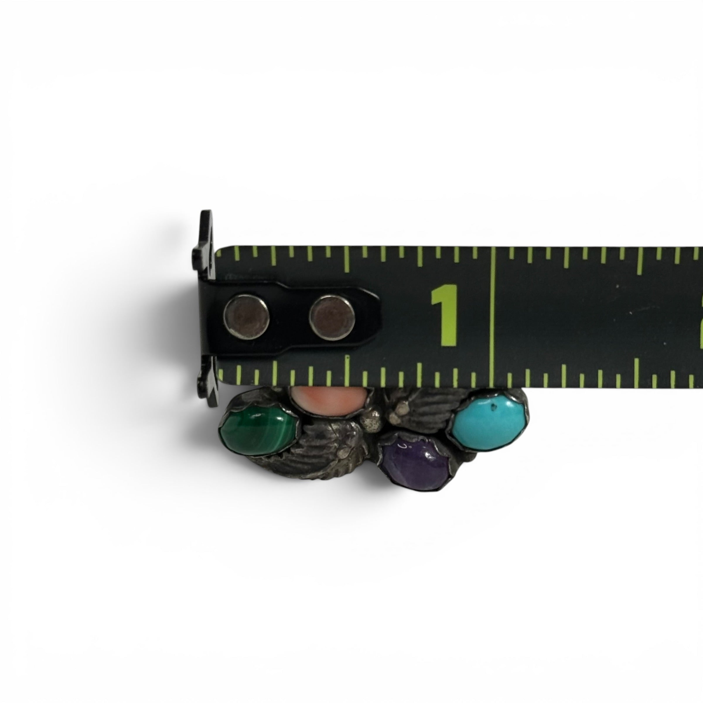 vintage navajo rb 925 sterling silver multi stone leaf cluster ring