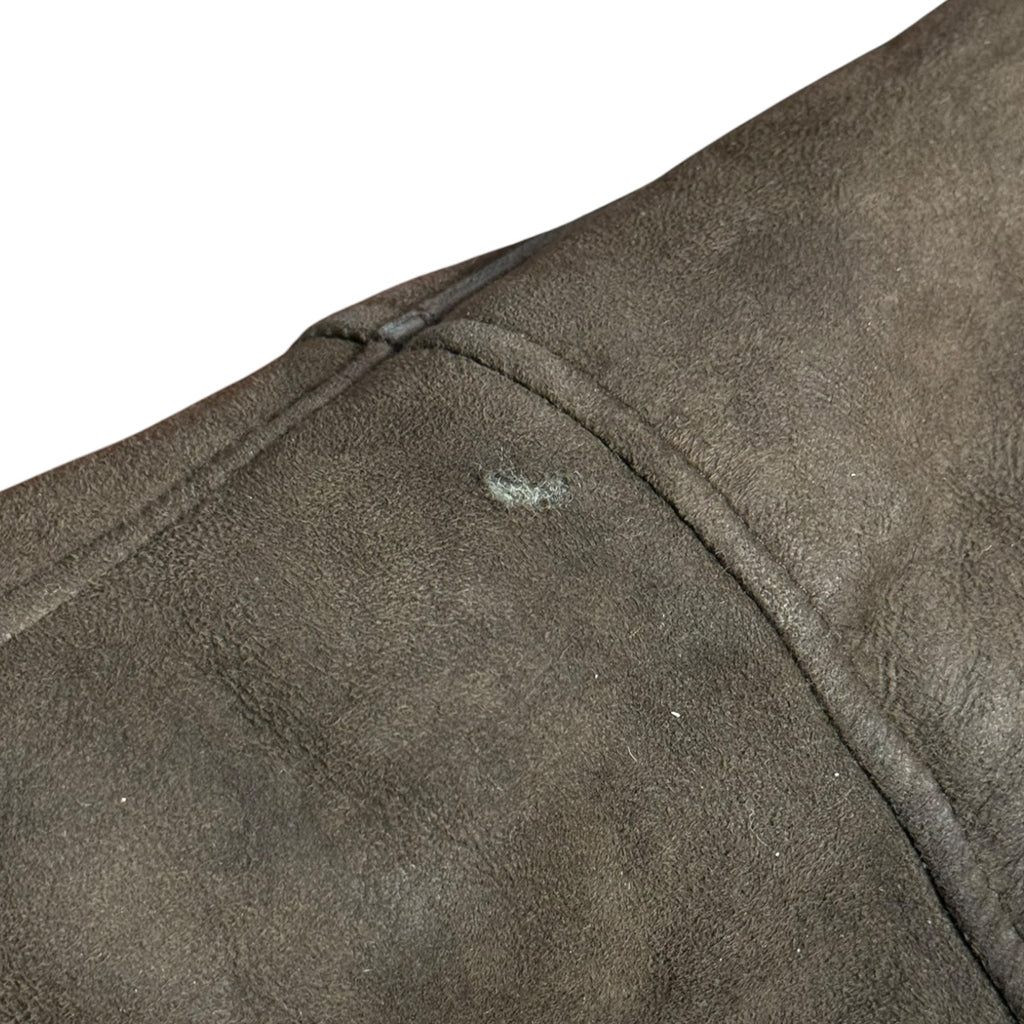 vintage delino sheepskin shearling hooded brown suede leopard fur lined coat