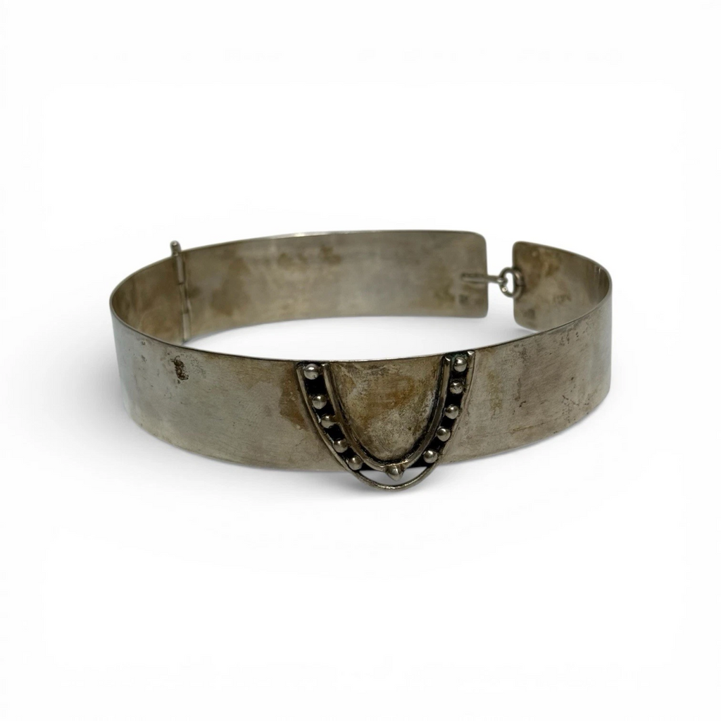 vintage orno poland sterling silver brutalist choker necklace