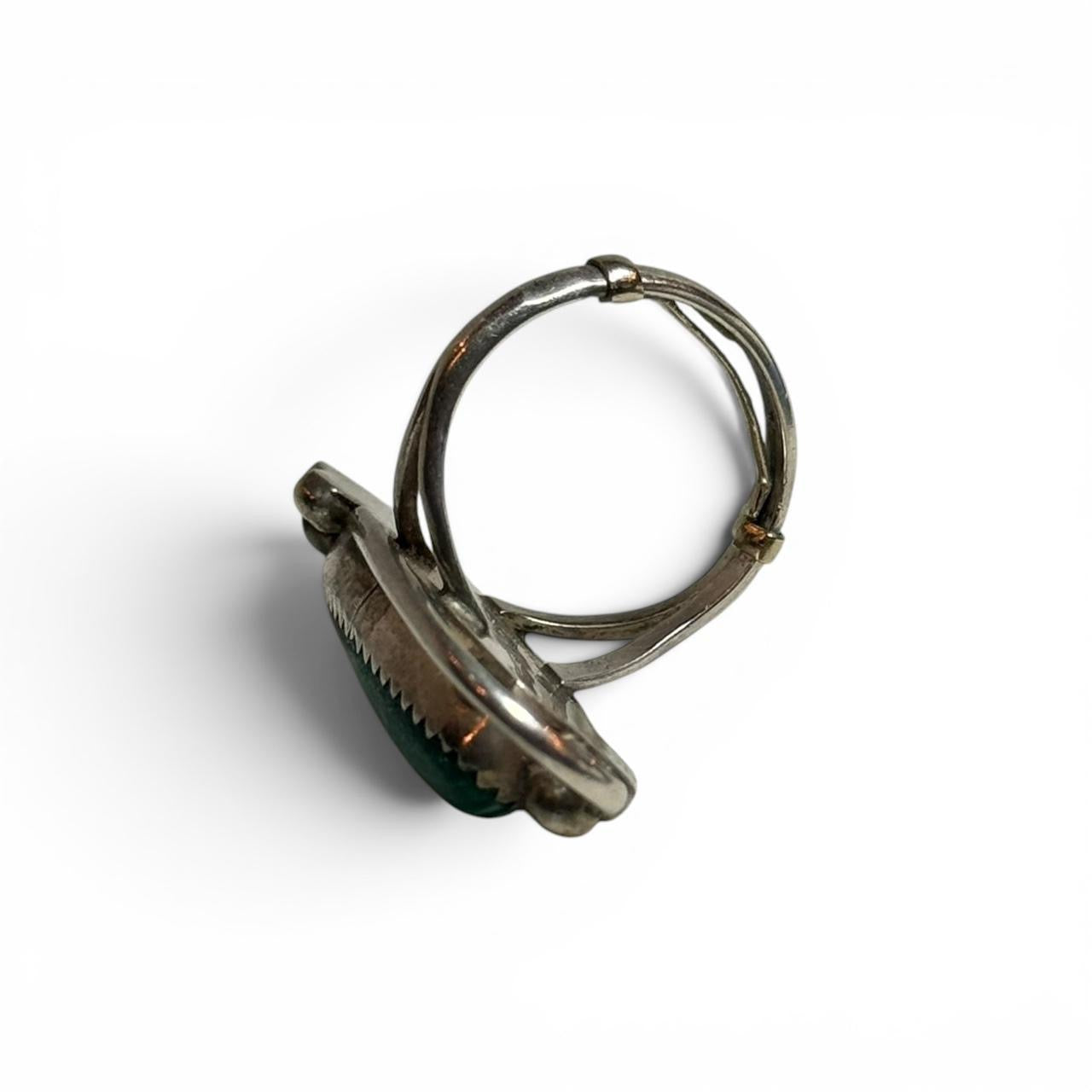 vintage southwestern 925 sterling silver long navette malachite statement ring