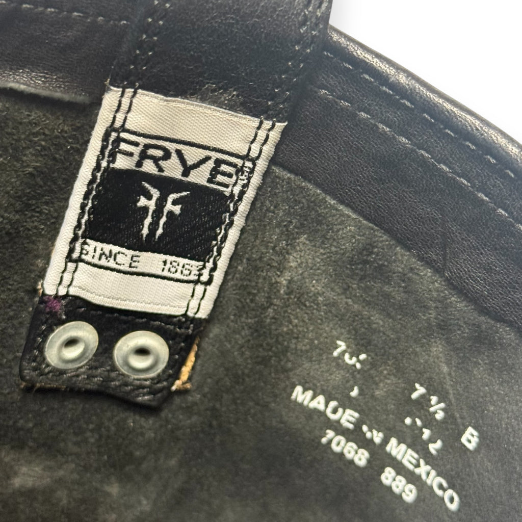 vintage frye black leather moto boots