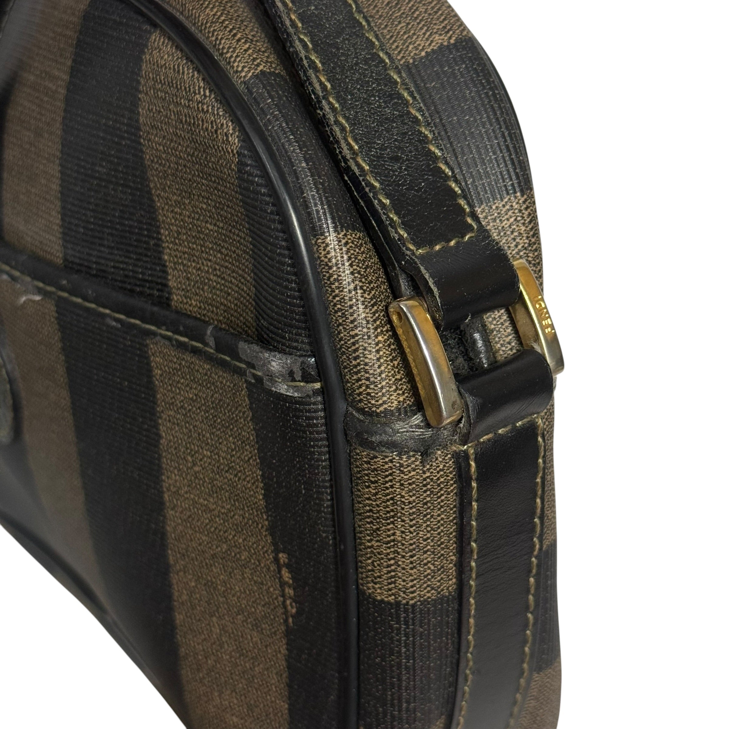 vintage 80s fendi pequin stripe crossbody camera bag