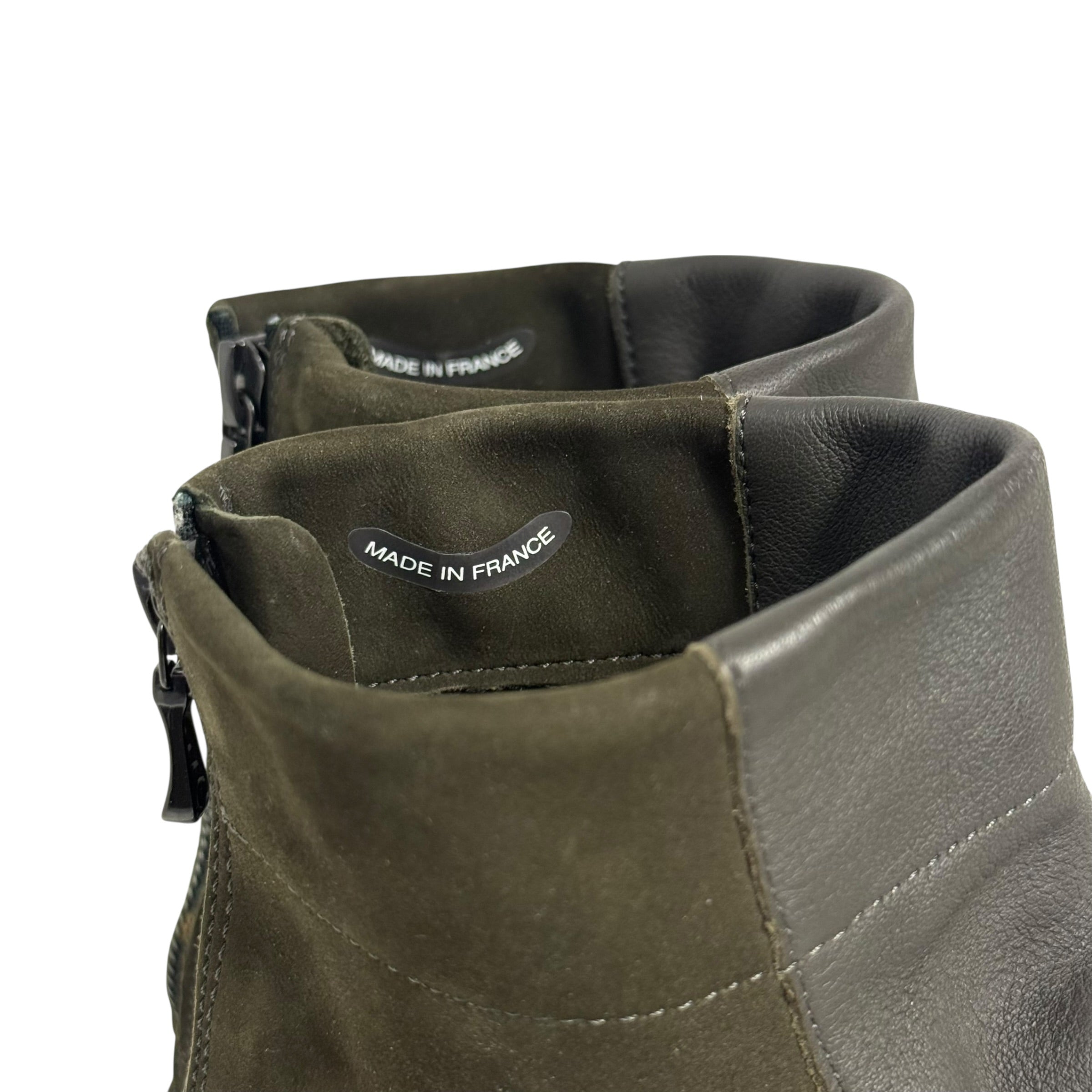 arche france dark green leather and suede ankle boots