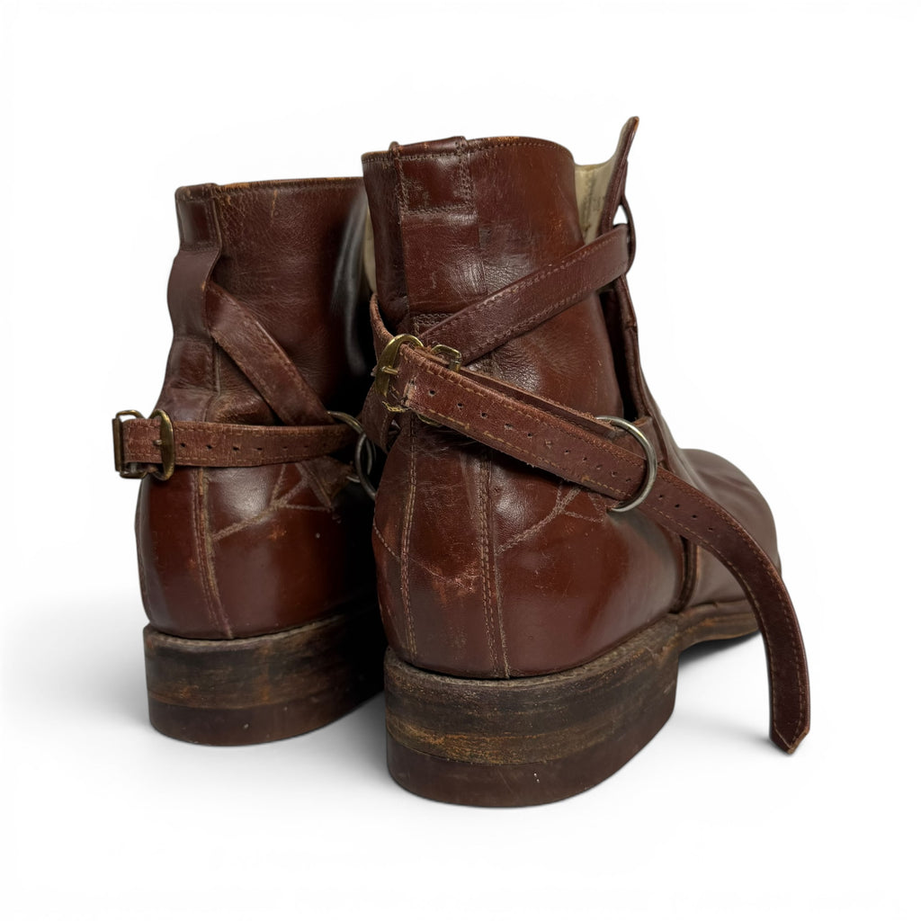 vintage calzado tres caballos distressed brown leather jodhpur tanker boots