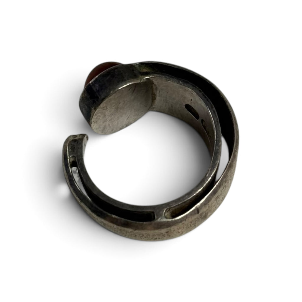 vintage polish przasnyski sterling silver deep red garnet modernist ring