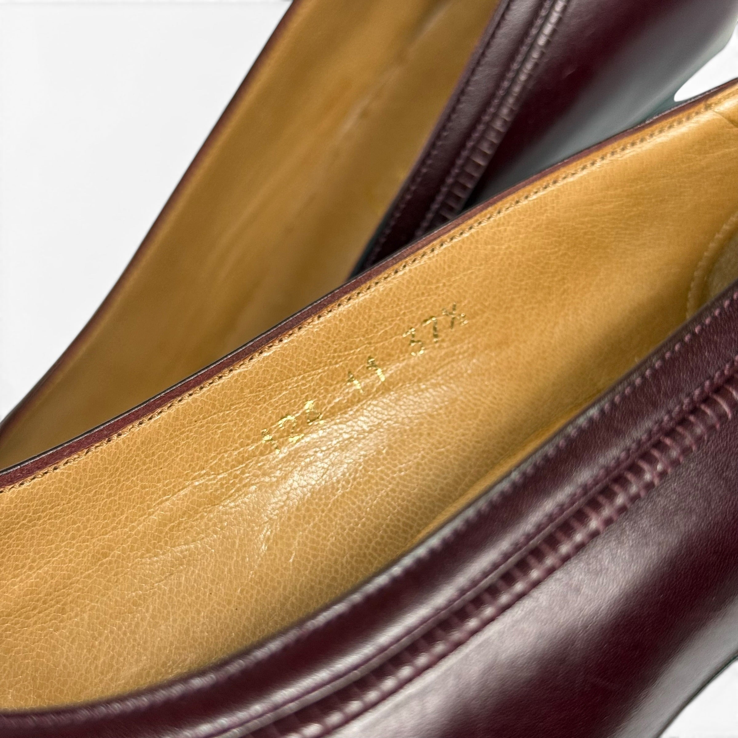 vintage loewe burgundy leather anagram logo pumps