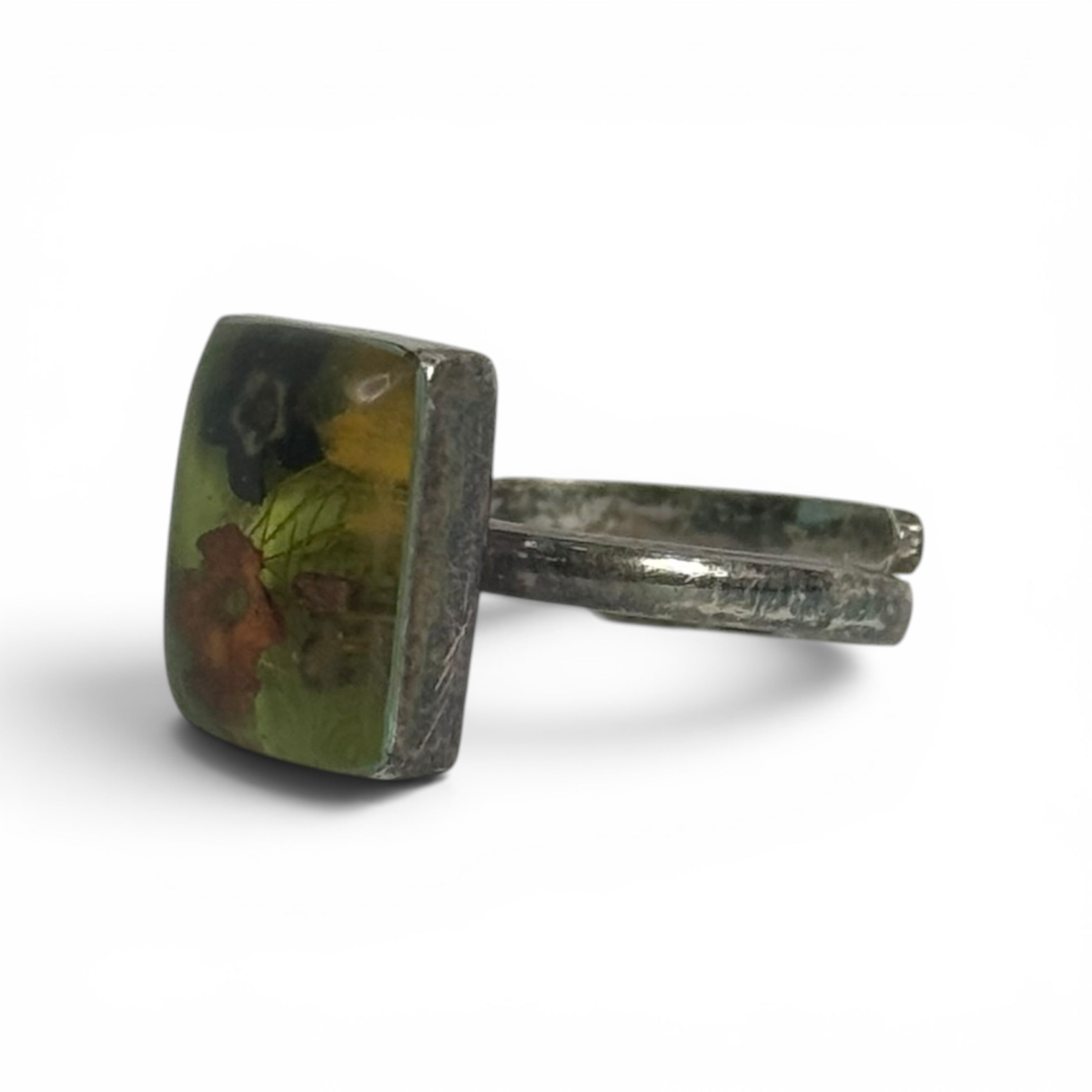 vintage 925 sterling silver adjustable dried flower ring