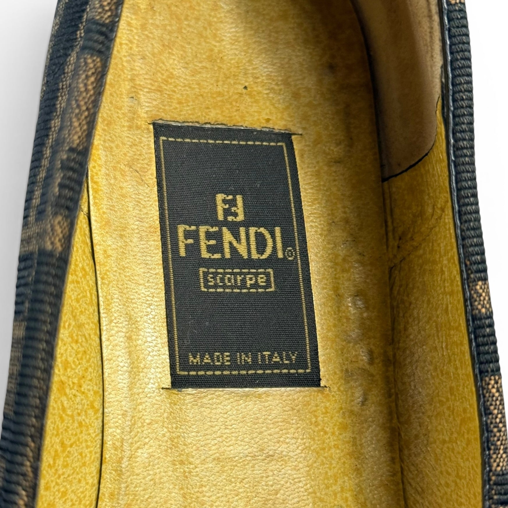 vintage fendi zucca monogram cap toe ballet flats