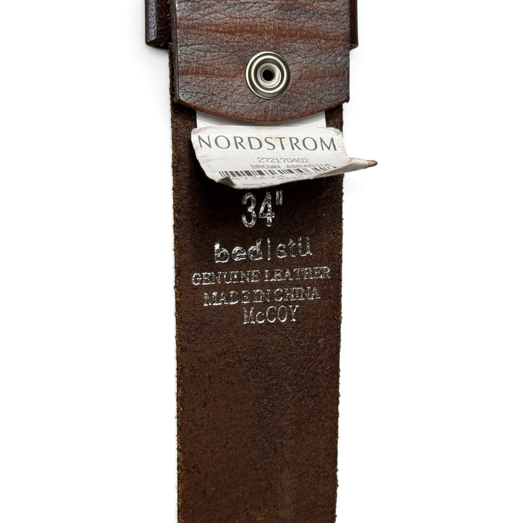 bed stu mccoy dark brown distressed leather perforated double prong belt