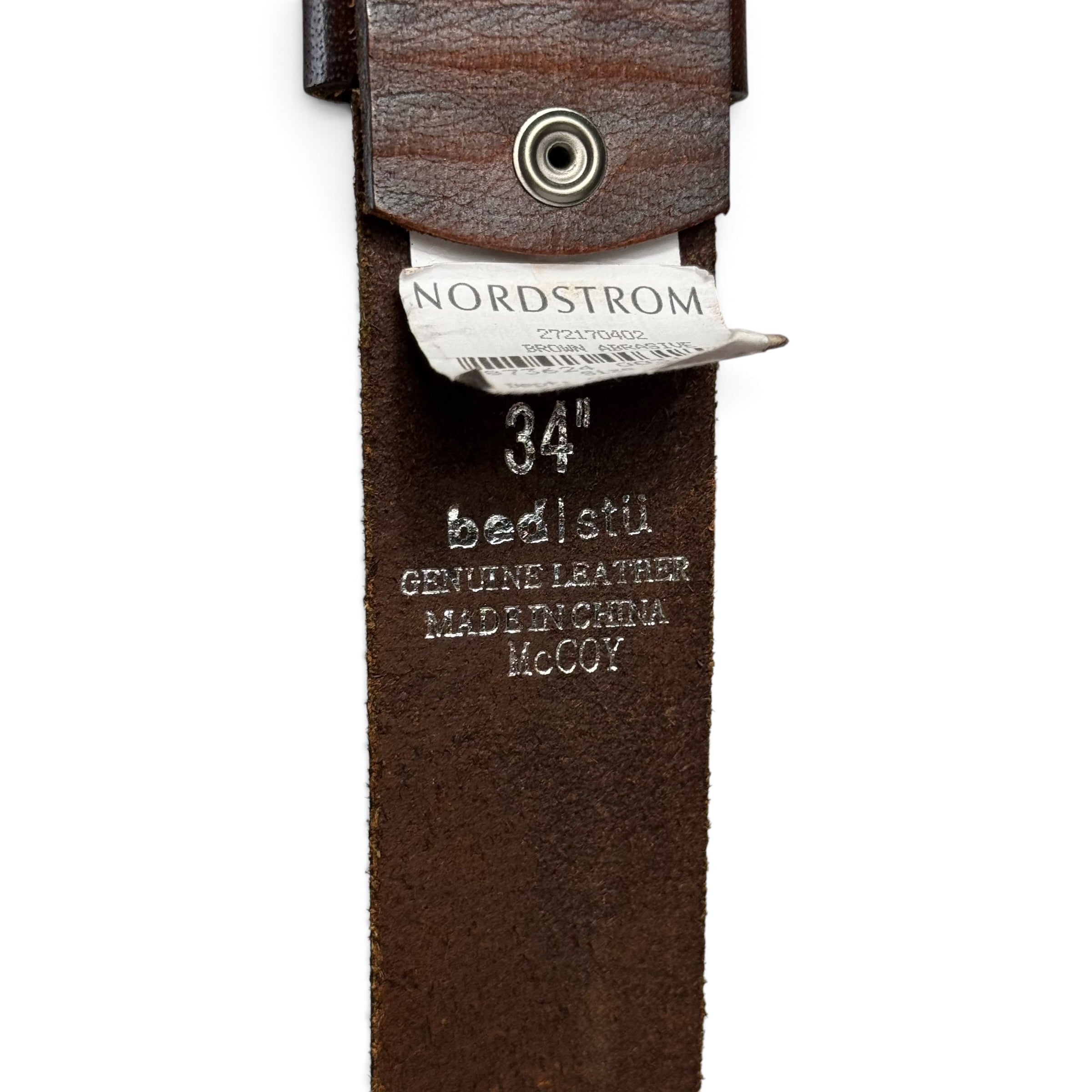 bed stu mccoy dark brown distressed leather perforated double prong belt