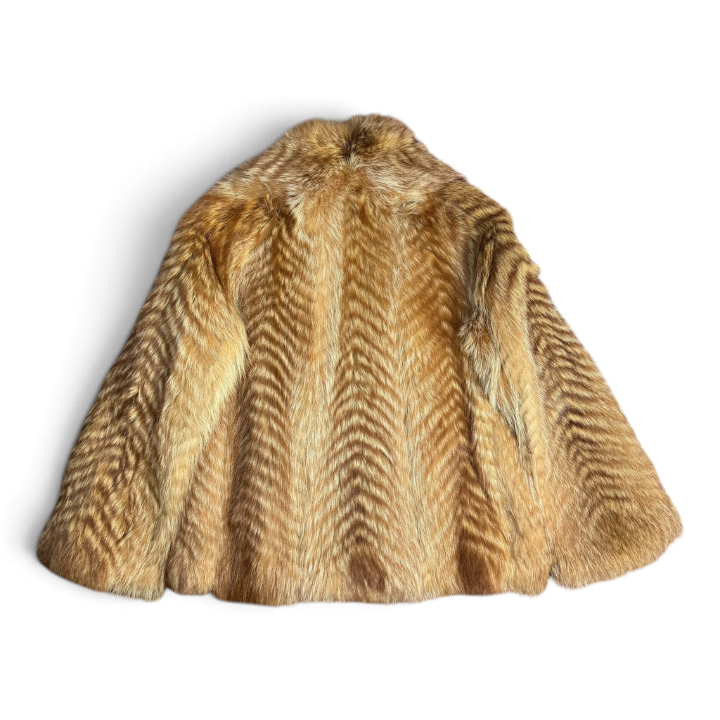 vintage real red fox fur chevron short coat