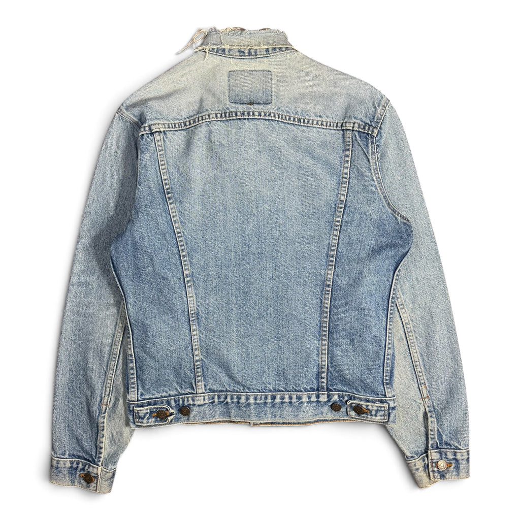 vintage 80s levis 71506 0216 usa made distressed light wash denim trucker jacket