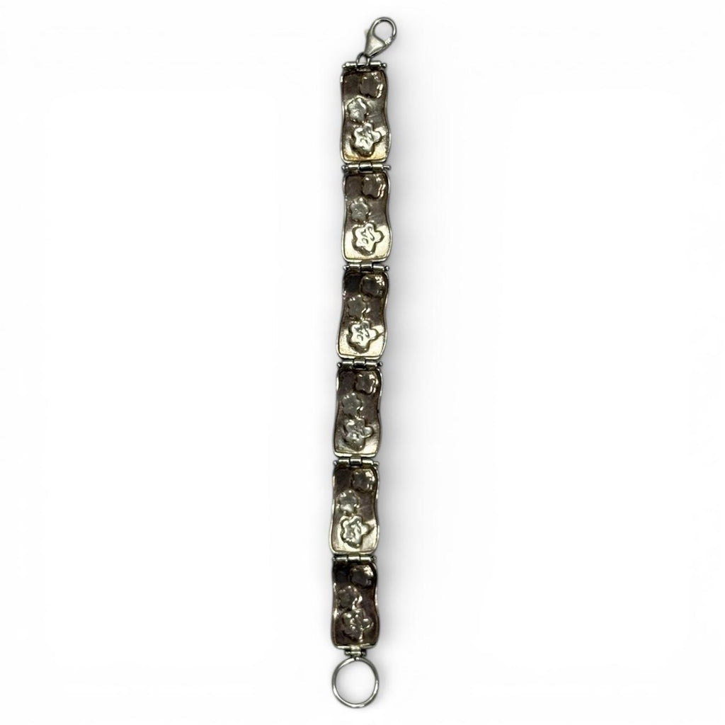 vintage sterling silver & enamel flower bracelet