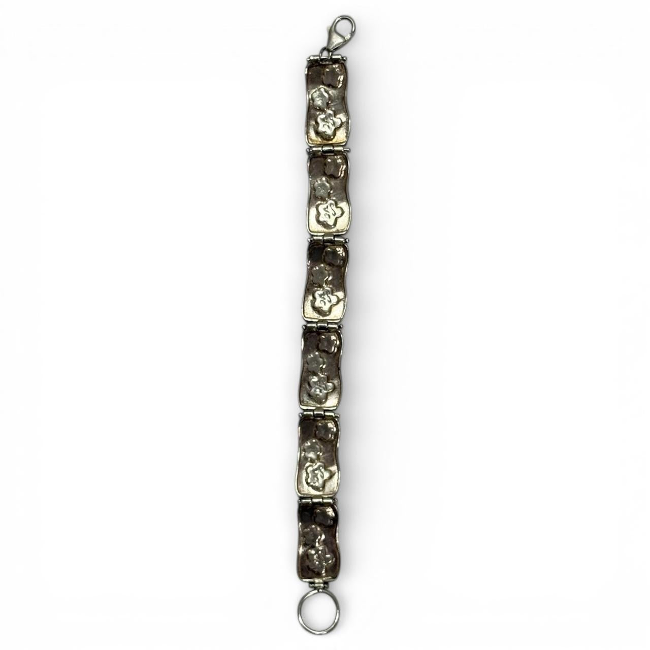 vintage sterling silver & enamel flower bracelet