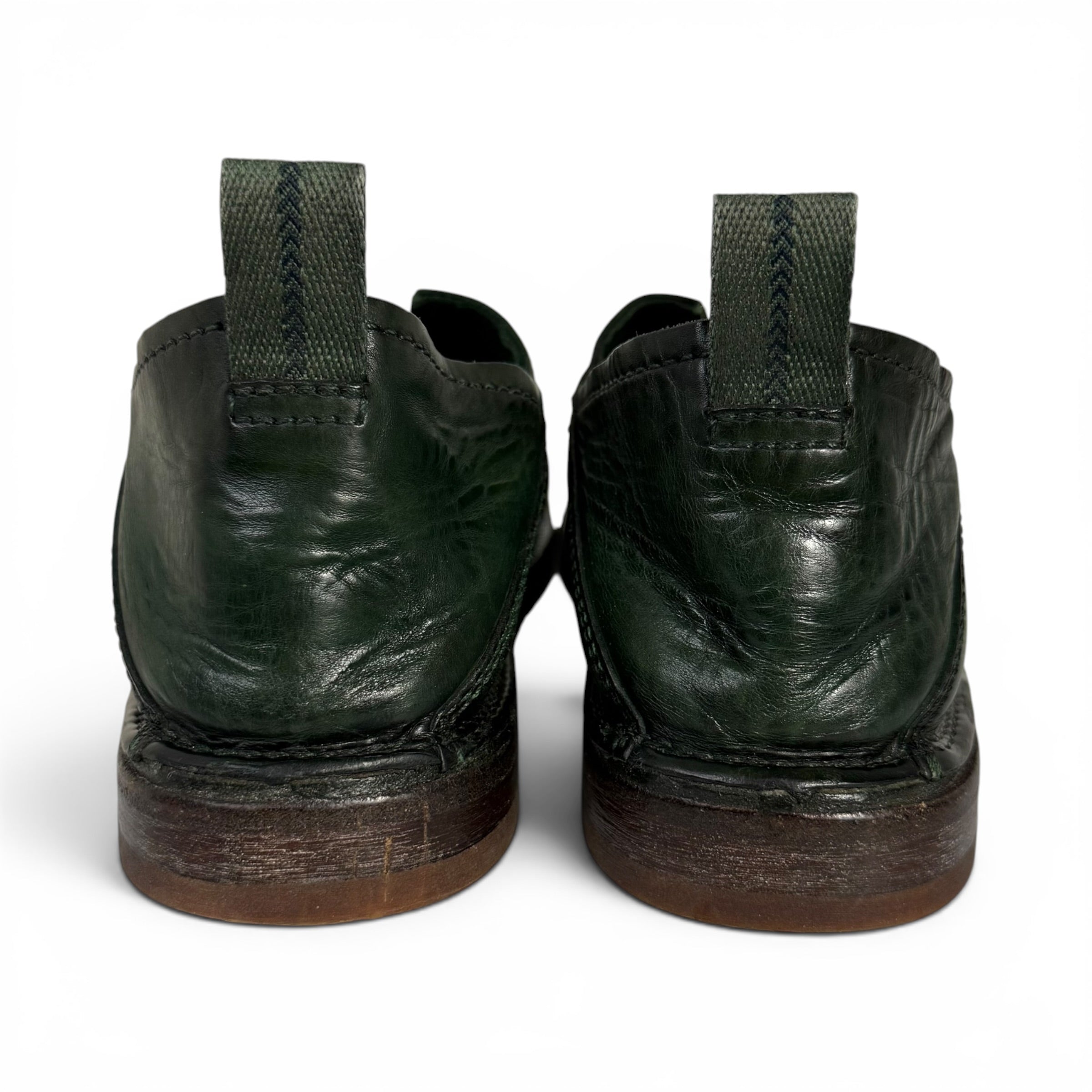 moma liliana handmade forest green calf leather artisanal loafers