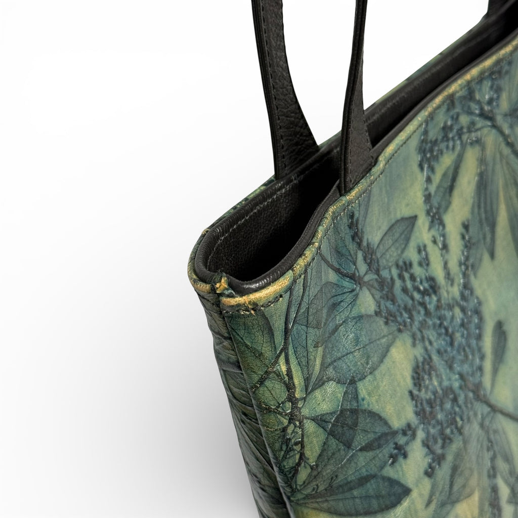 vintage leaf leather whiting collection hand tooled botanical bag