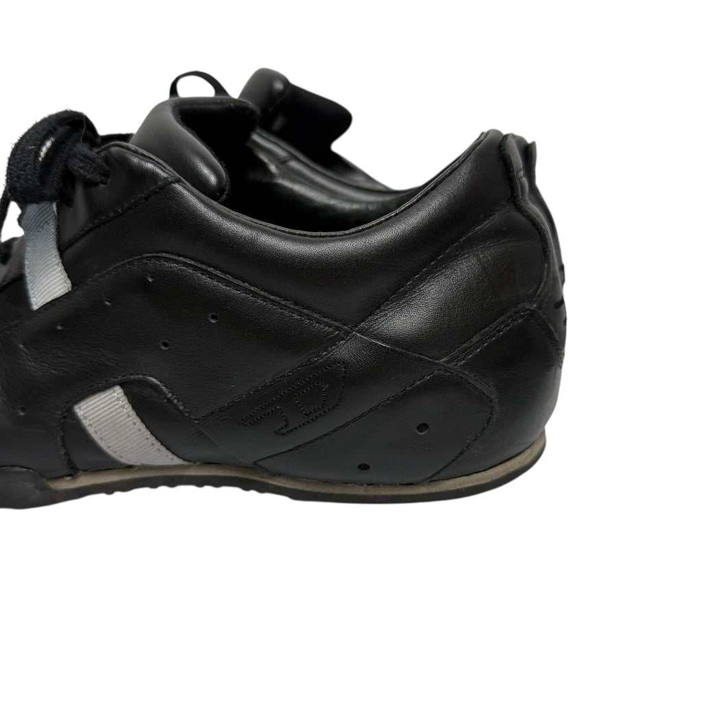 vintage diesel saville black leather square toe sneakers