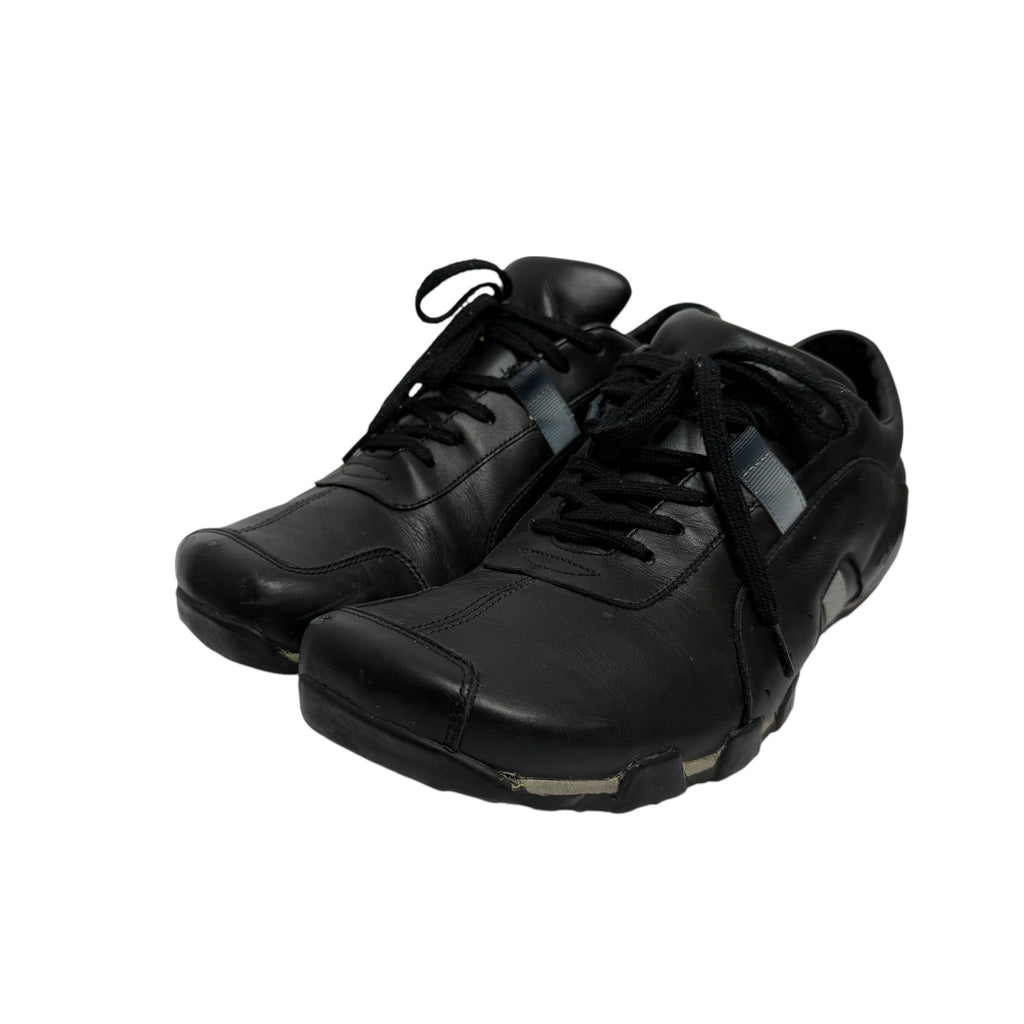 vintage diesel saville black leather square toe sneakers