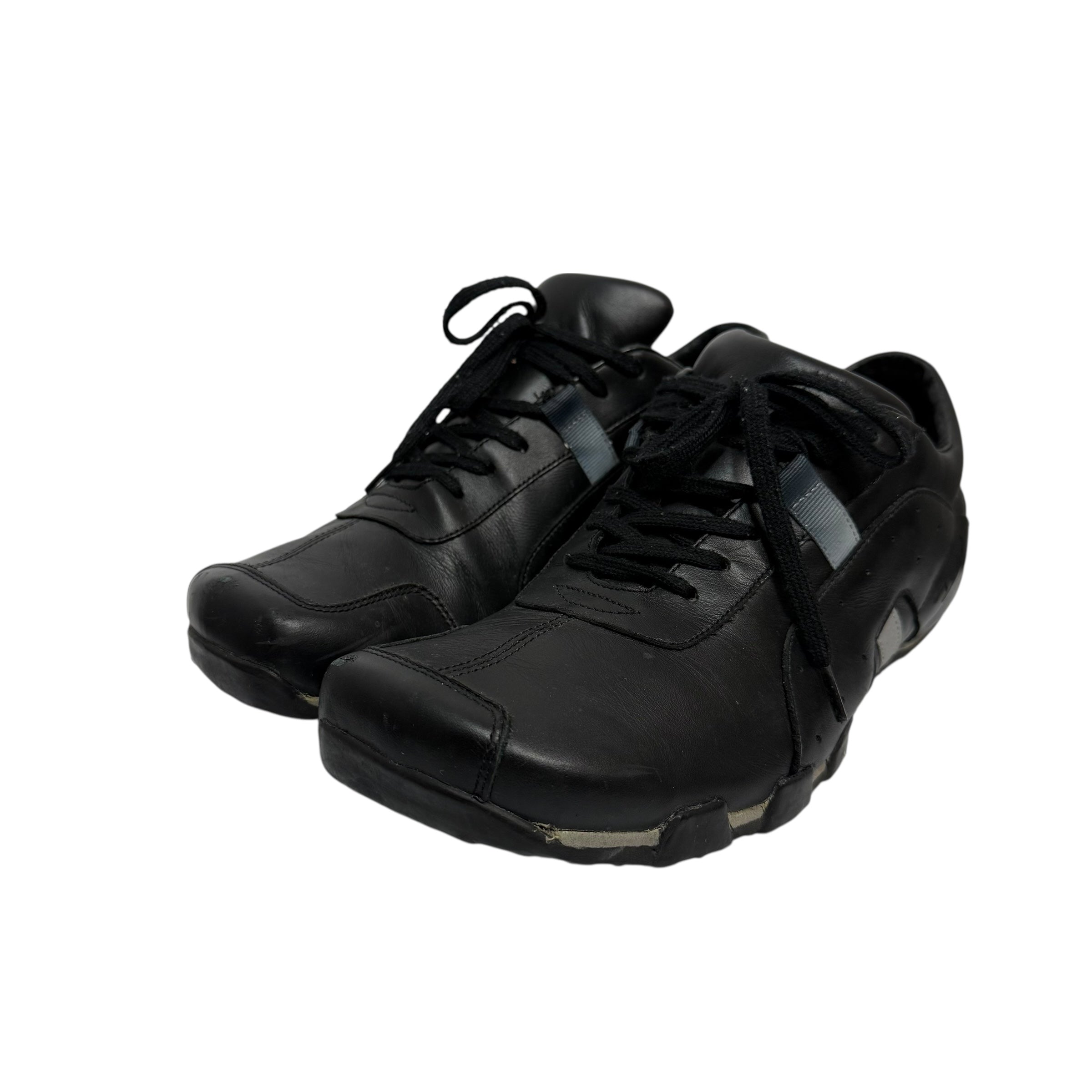 vintage diesel saville black leather square toe sneakers