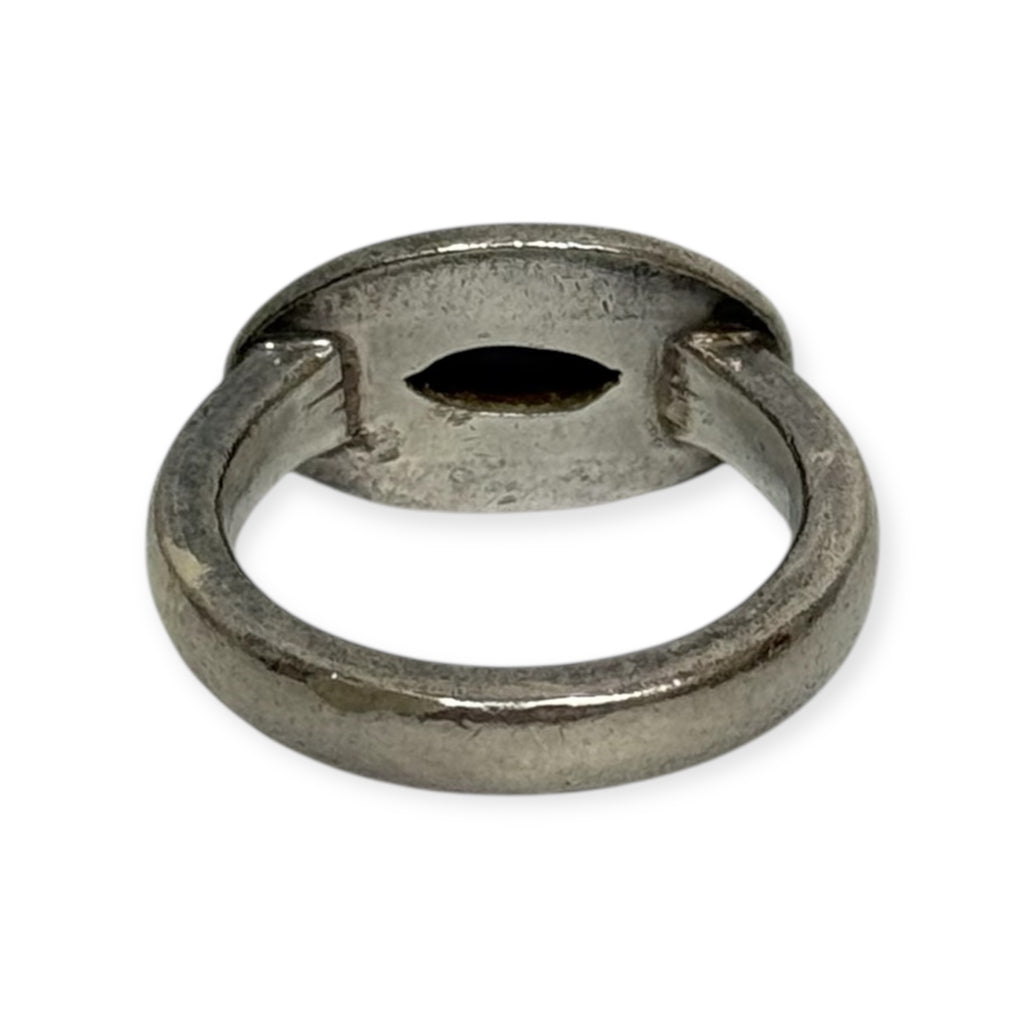 vintage sterling silver black onyx eye ring