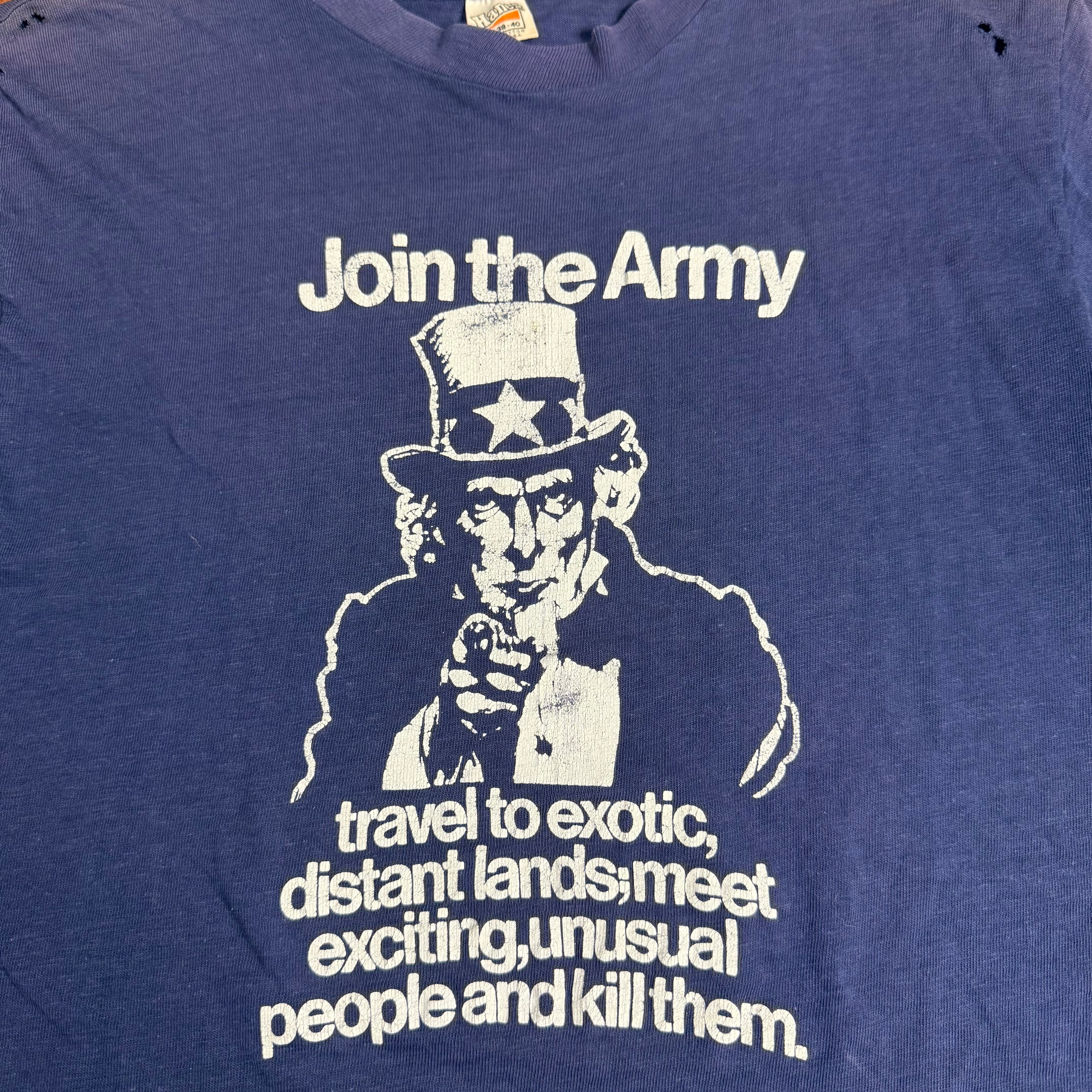vintage 70s join the army uncle sam anti war graphic tee