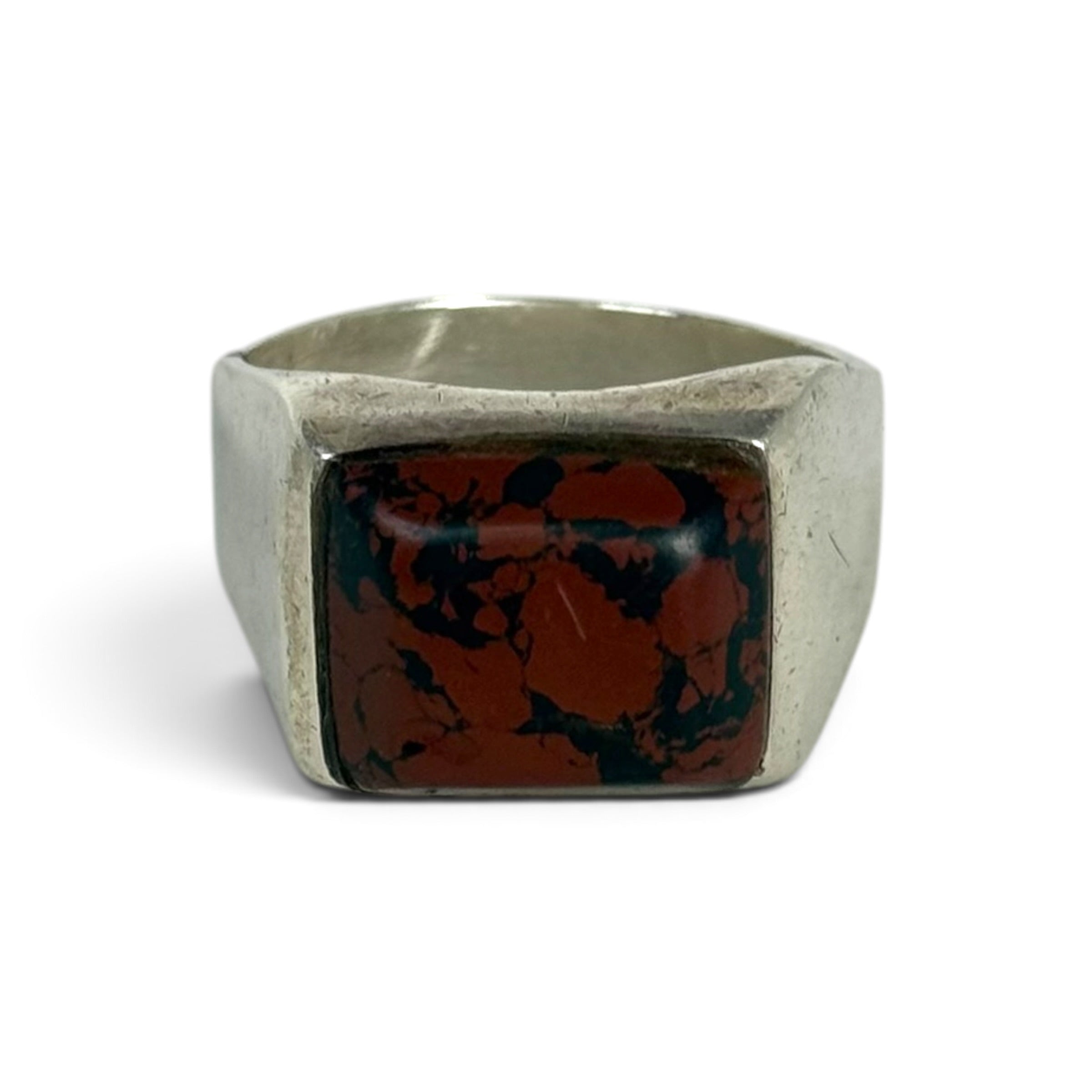 vintage mexican 925 sterling silver mahogany obsidian signet ring