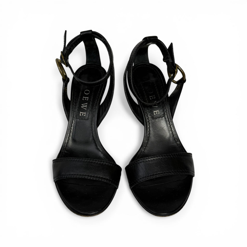 early 2000s loewe strappy brass ring & buckle sandals