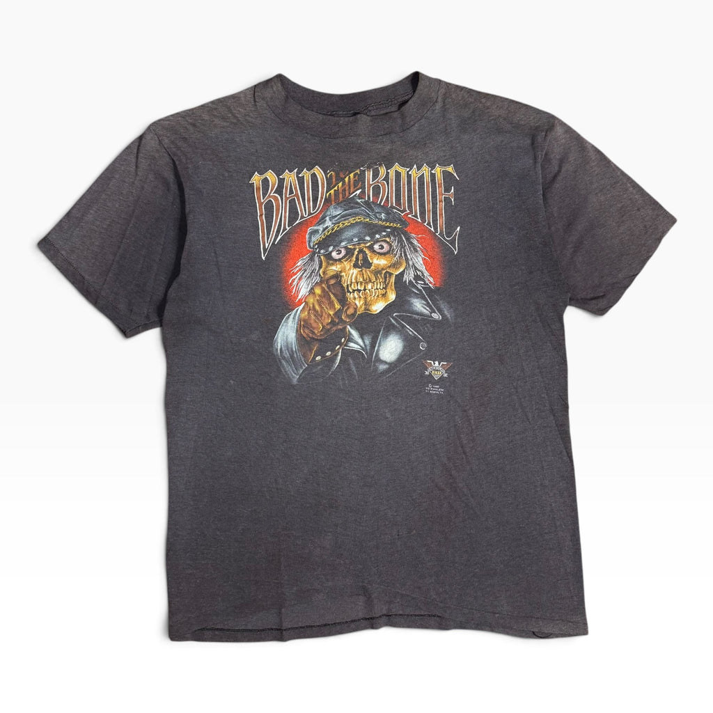 rare vintage 1987 3d emblem bad to the bone biker skull graphic tee