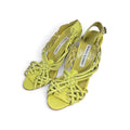 vintage manolo blahnik lime green woven leather strappy heels