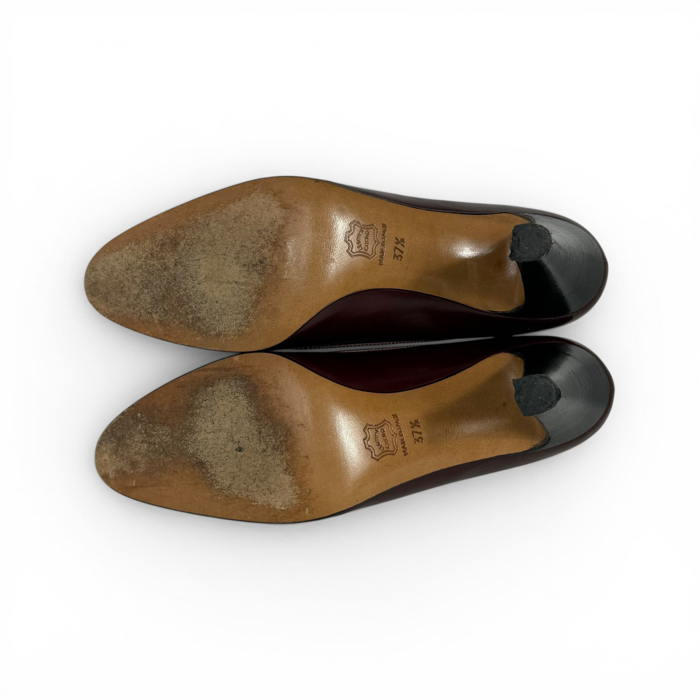 vintage loewe burgundy leather anagram logo pumps