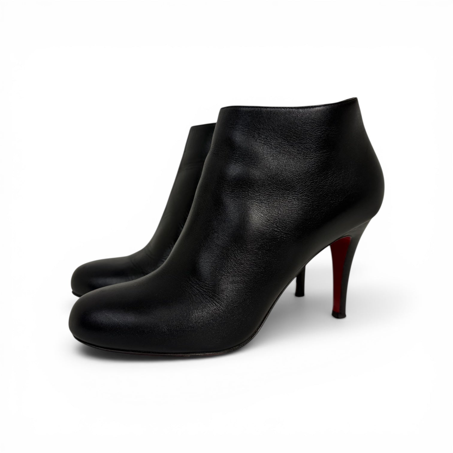 christian louboutin belle 85mm black calf leather booties with box