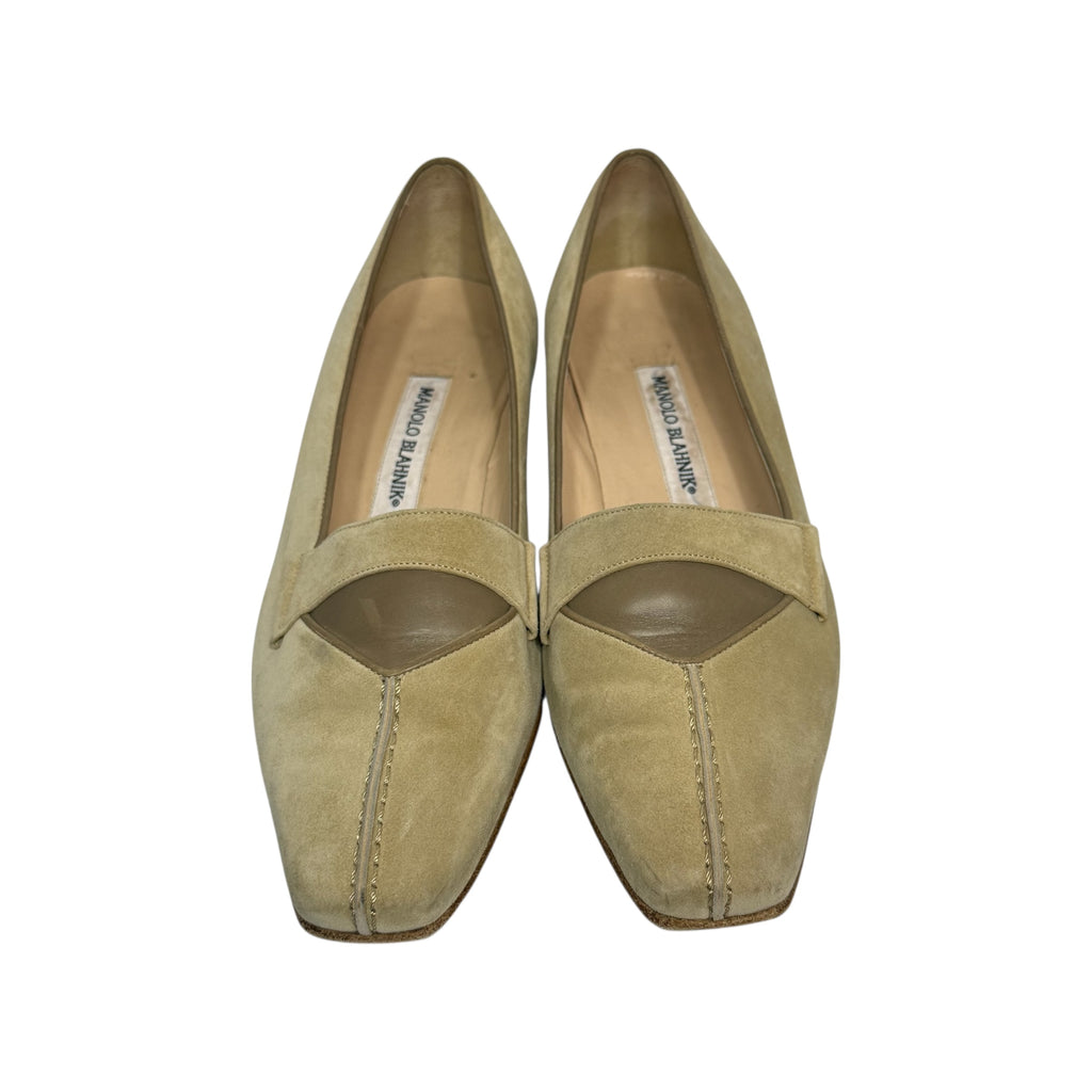 vintage manolo blahnik suede loafers