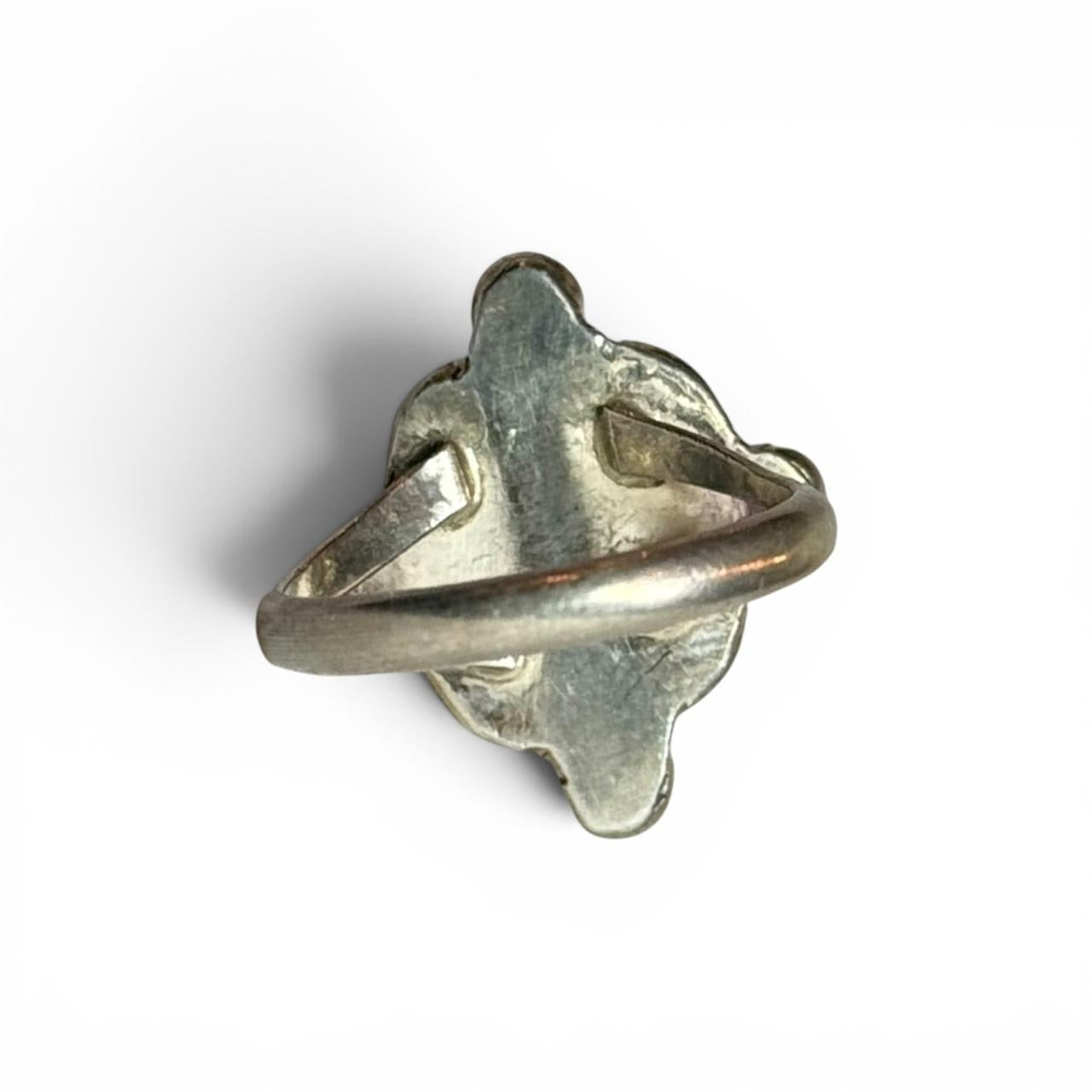 vintage southwestern 925 sterling silver natural red coral ring