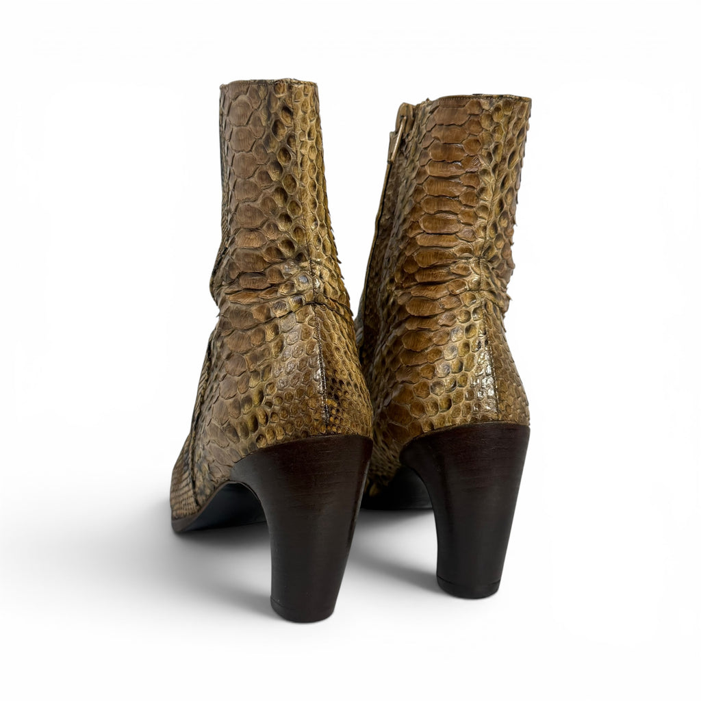 vintage fendi python snakeskin curved heel boots