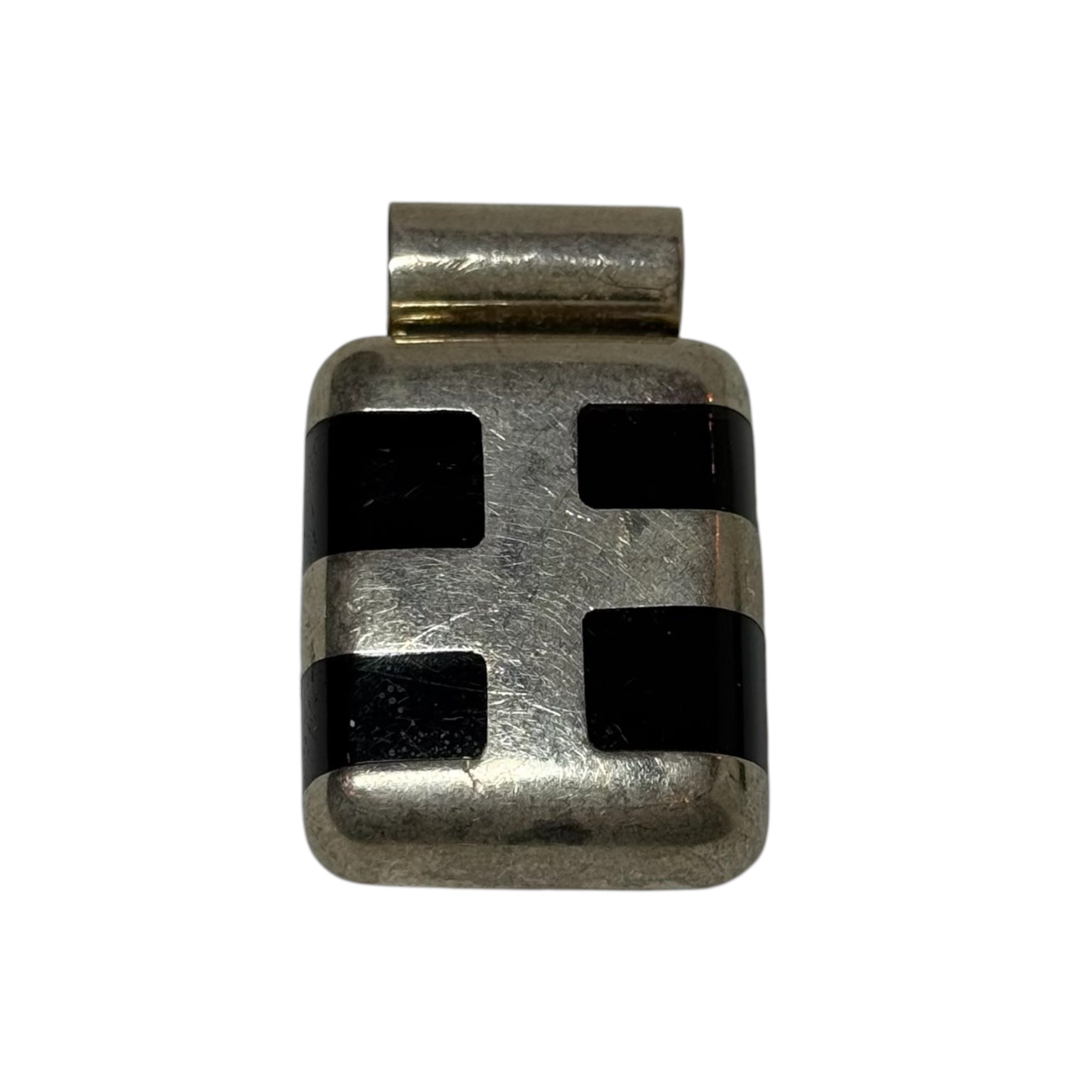 vintage mexico sterling silver & black onyx pendant