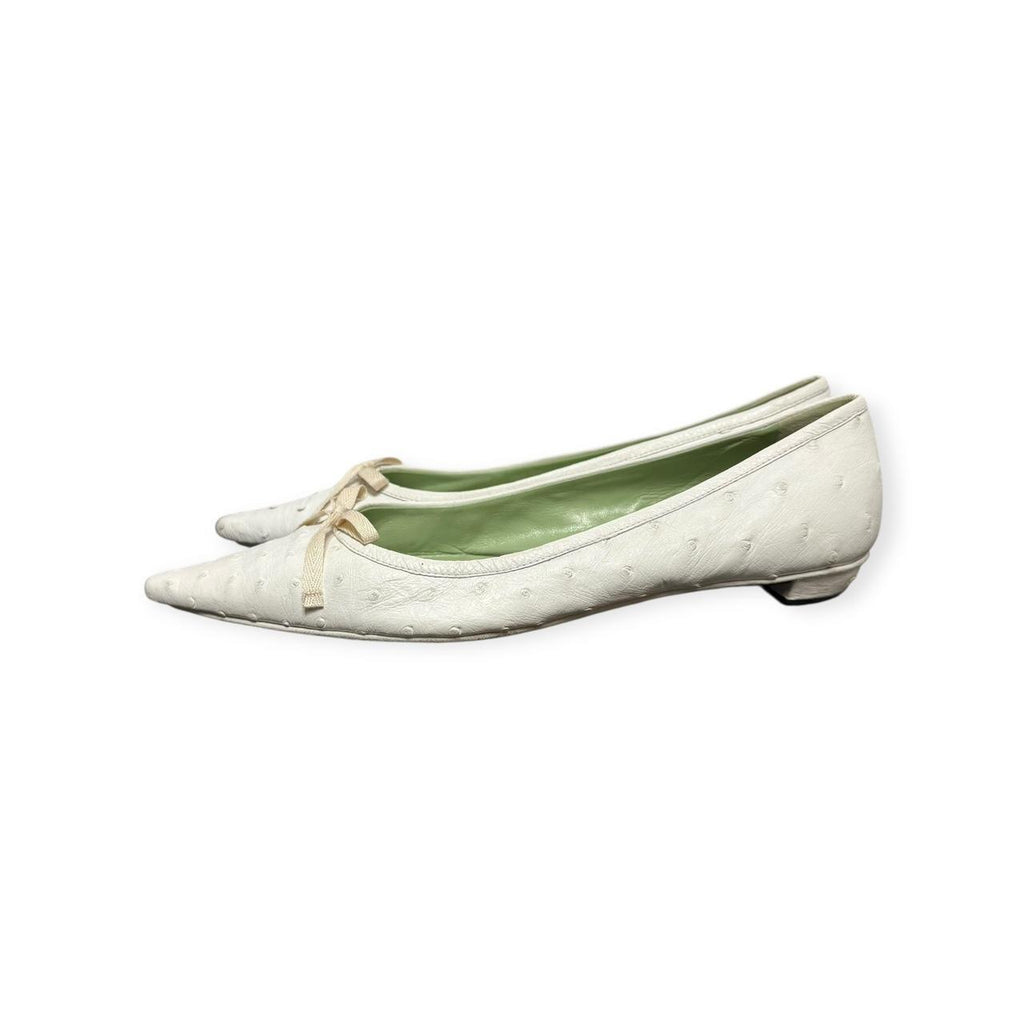 2000s prada ostrich leather pointed toe flats