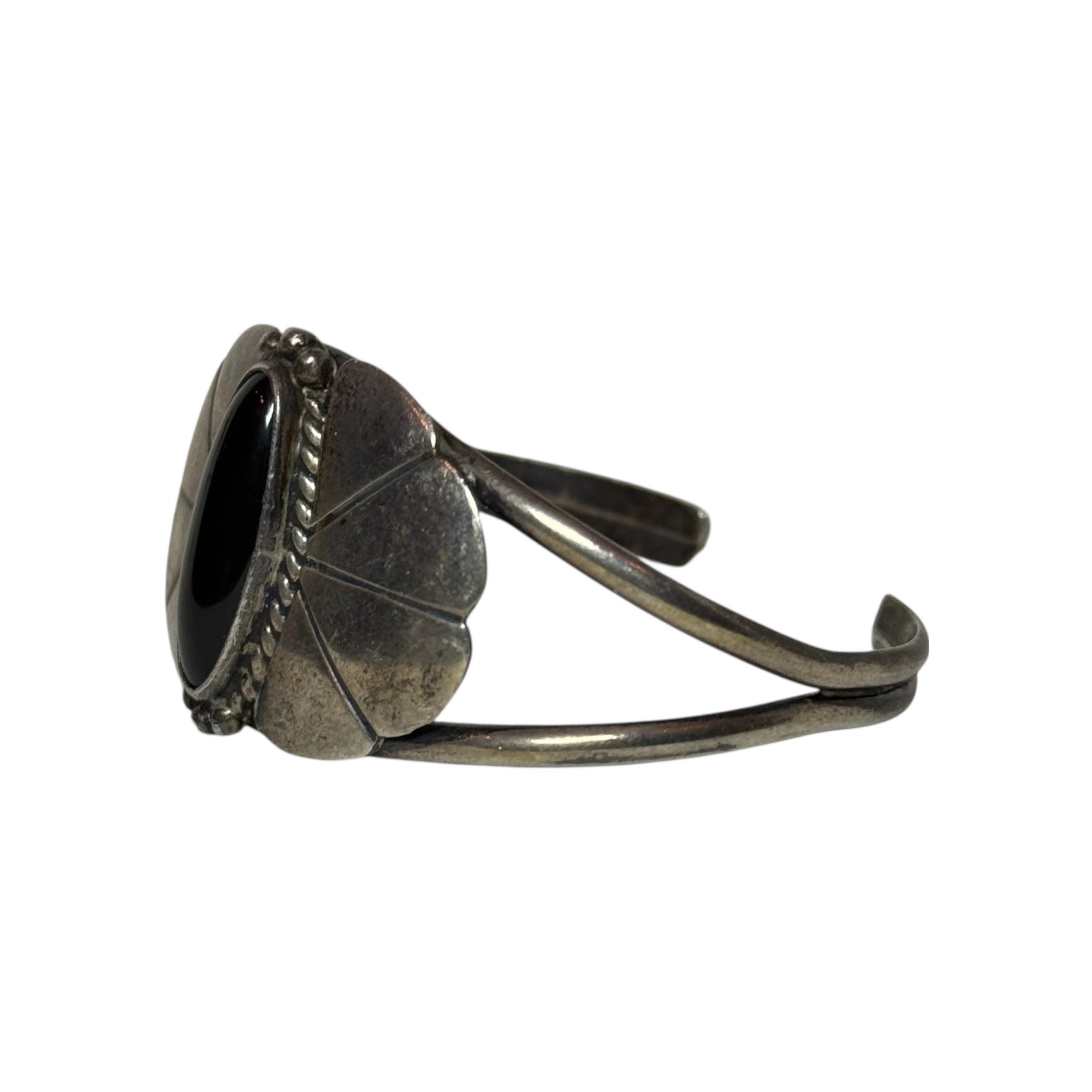 vintage b. rubin native black onyx sterling silver cuff bracelet